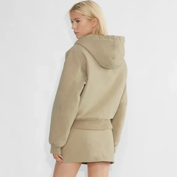 Aritzia TNA Cozy Canvas Zip Hoodie Jacket Coat Womens XL‎ Beige Tan Workwear - Picture 5 of 16